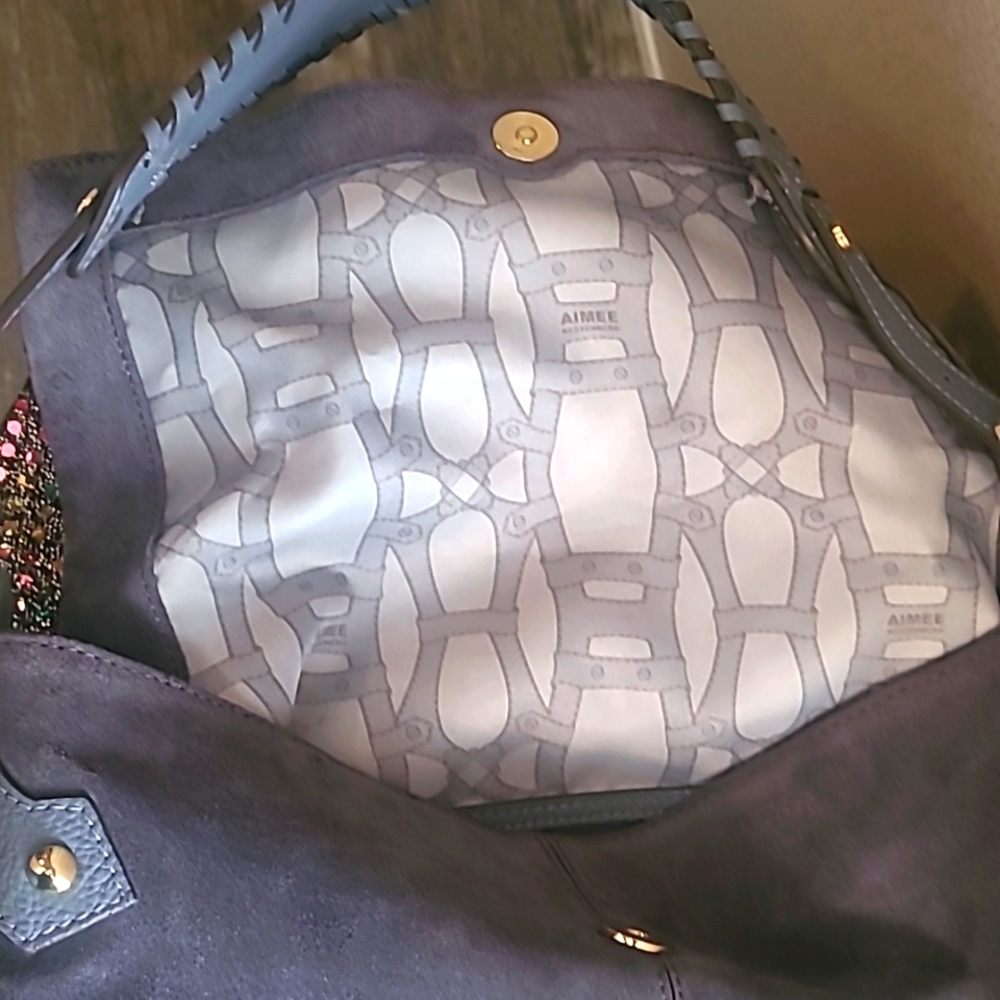 Aimee Kestenberg  blue leather and suede hobo bag EUC - Picture 13 of 16